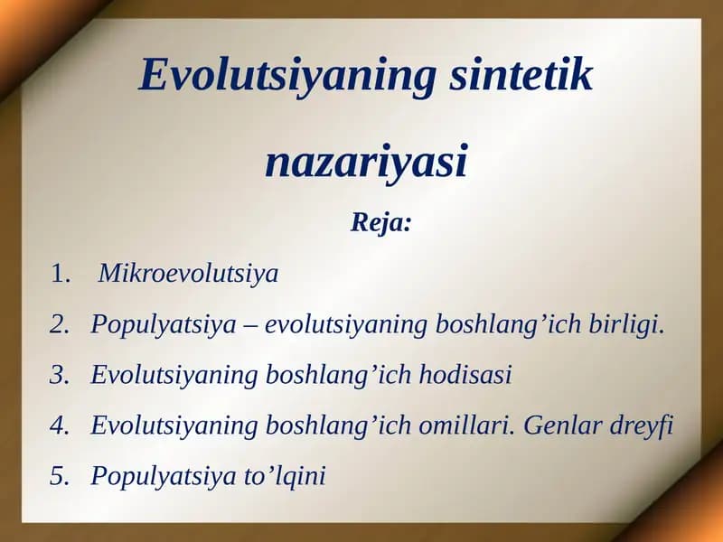 Evolutsiyaning sintetik nazariyasi