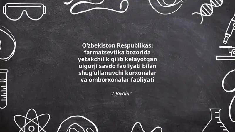 Farmatsevtika Ulug' savdo korxonalarining faoliyati