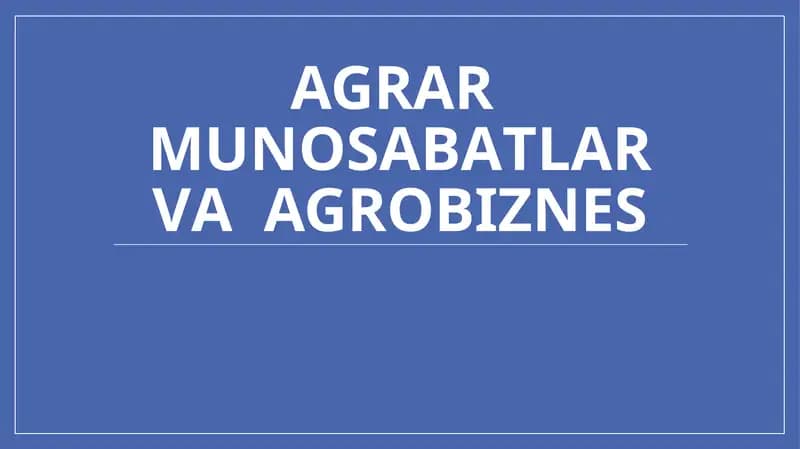 Qishloqxo’jaligi