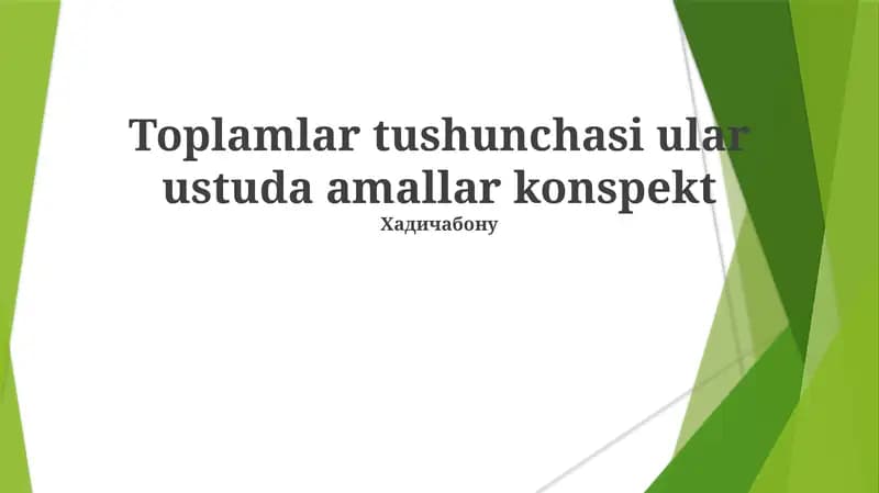 Toplamlar tushunchasi ular ustuda amallar konspekt