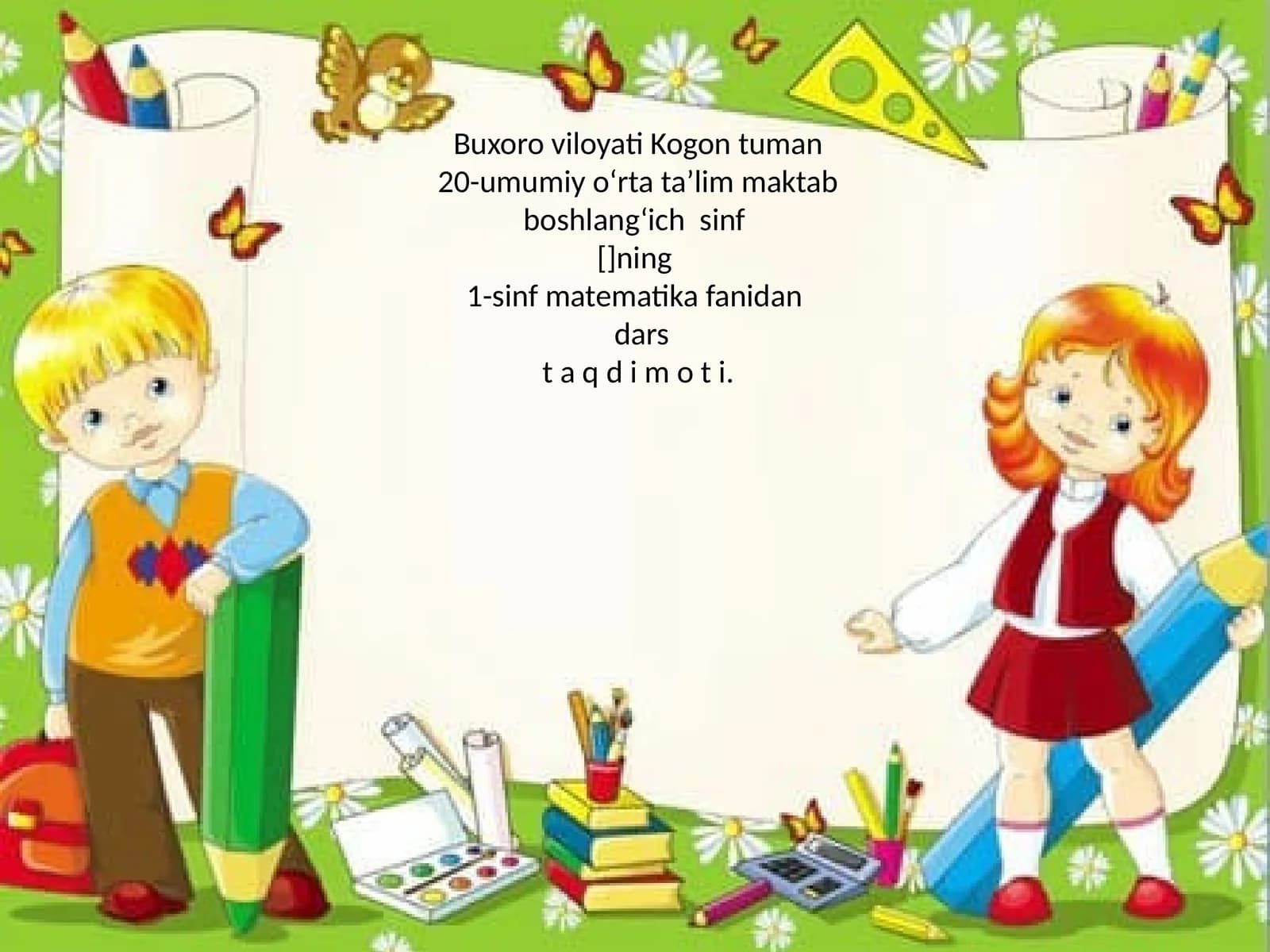 1-sinf matematika fanidan dars taqdimoti