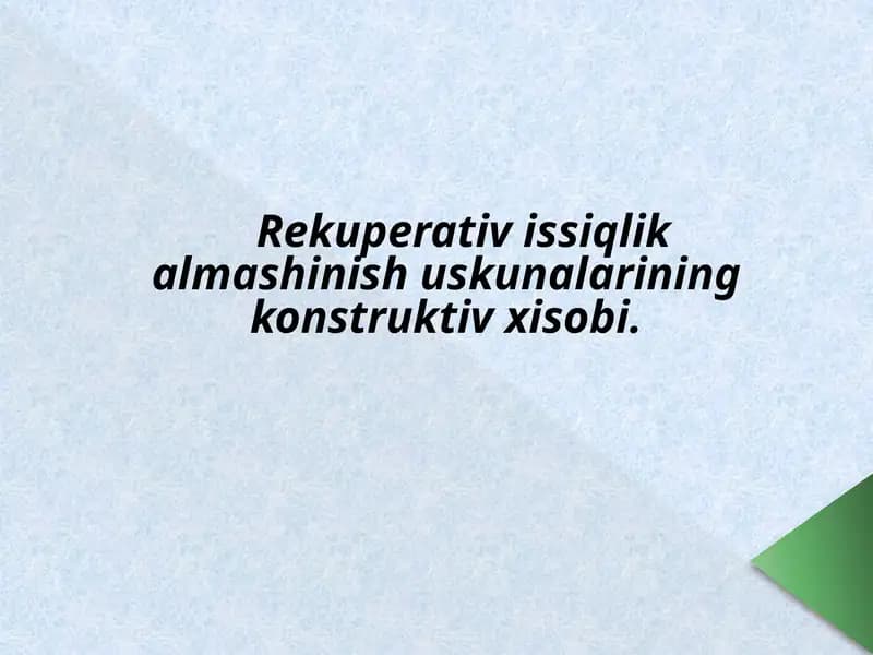 Issiqlik almashinish qurilmalari