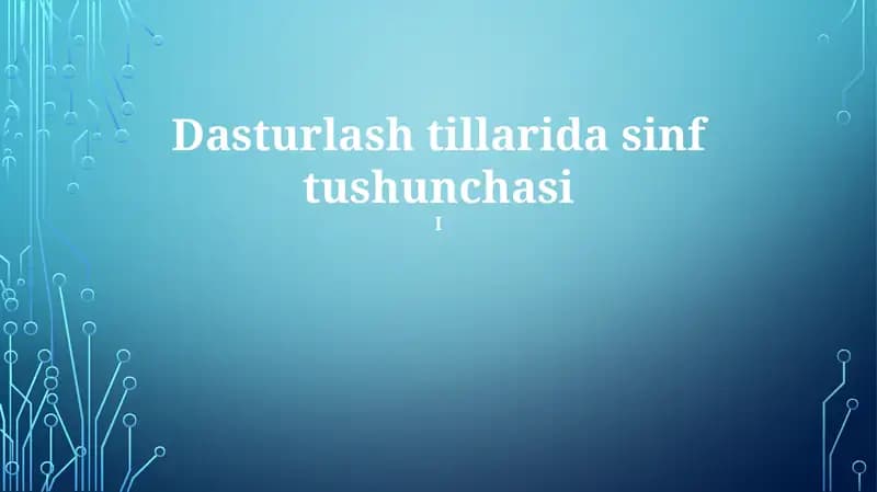 Dasturlash tillarida sinf tushunchasi