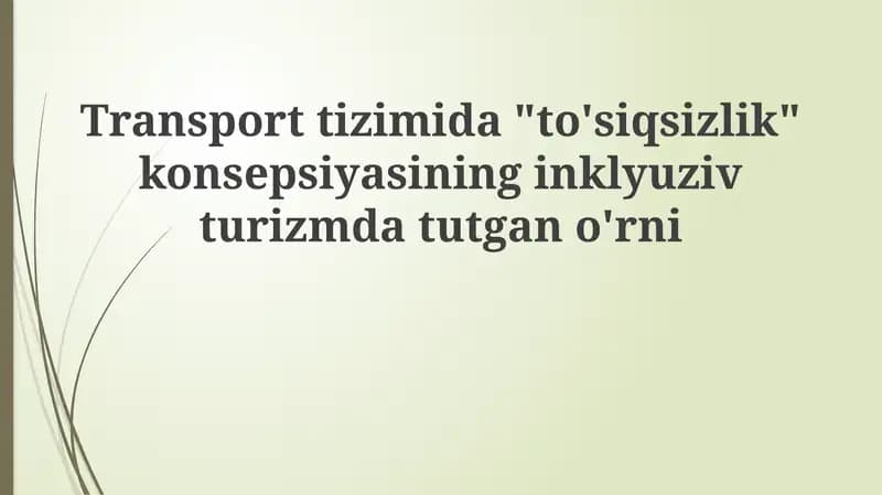Inklyuziv turizm va transport