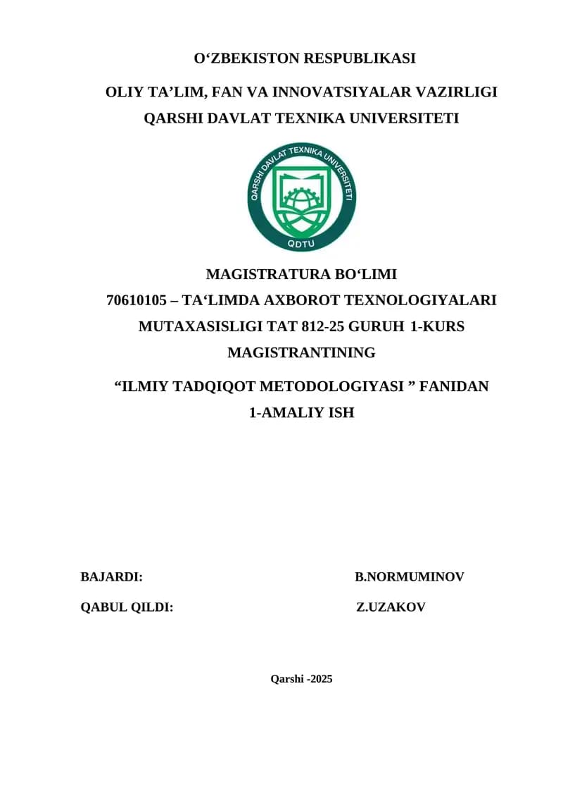Ilmiy Tadqiqot Usullari