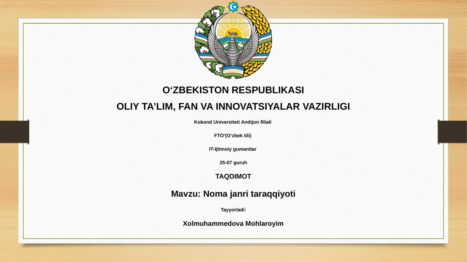 Noma janri taraqqiyoti