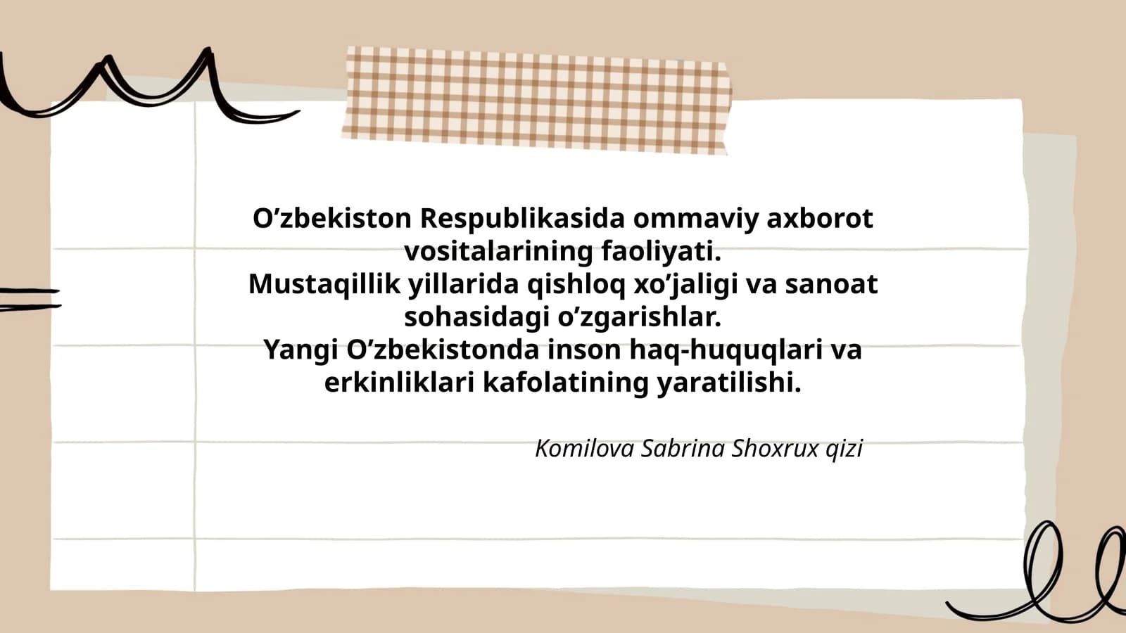 Komilova Sabrina Shoxrux qizi