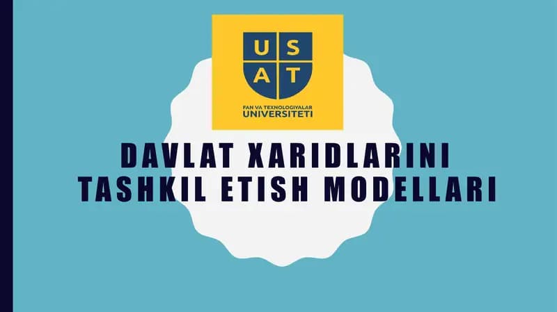 Davlat xaridlarini tashkil etish modellari