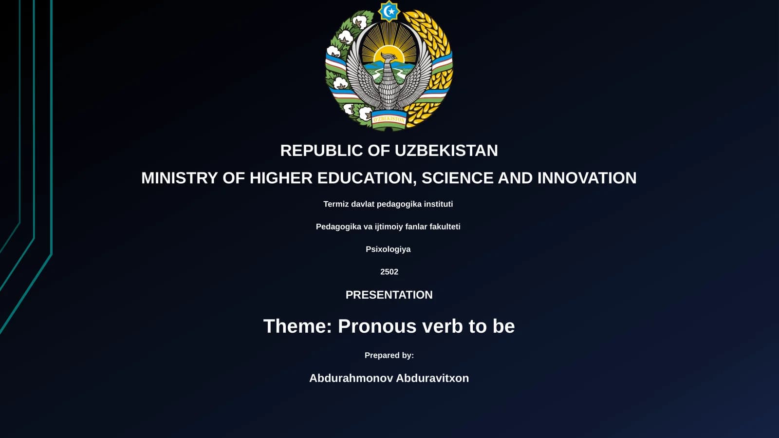Pronous verb to be