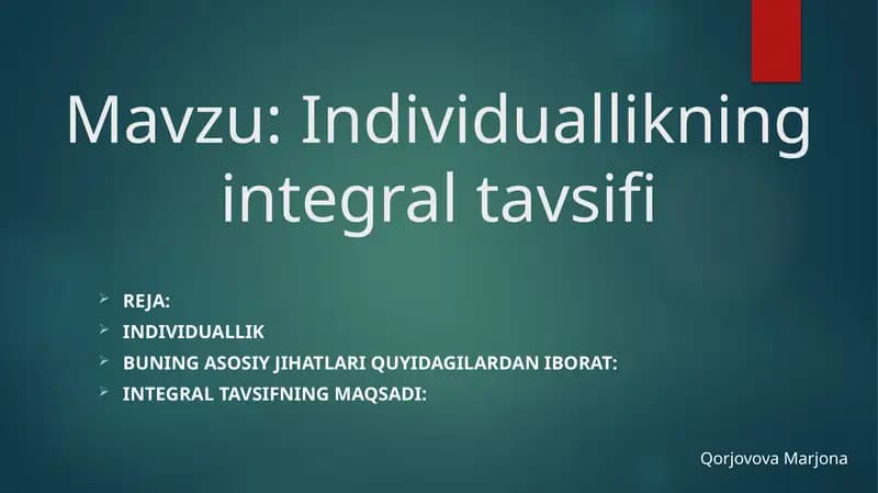 Individuallikning Integral Tavsifi