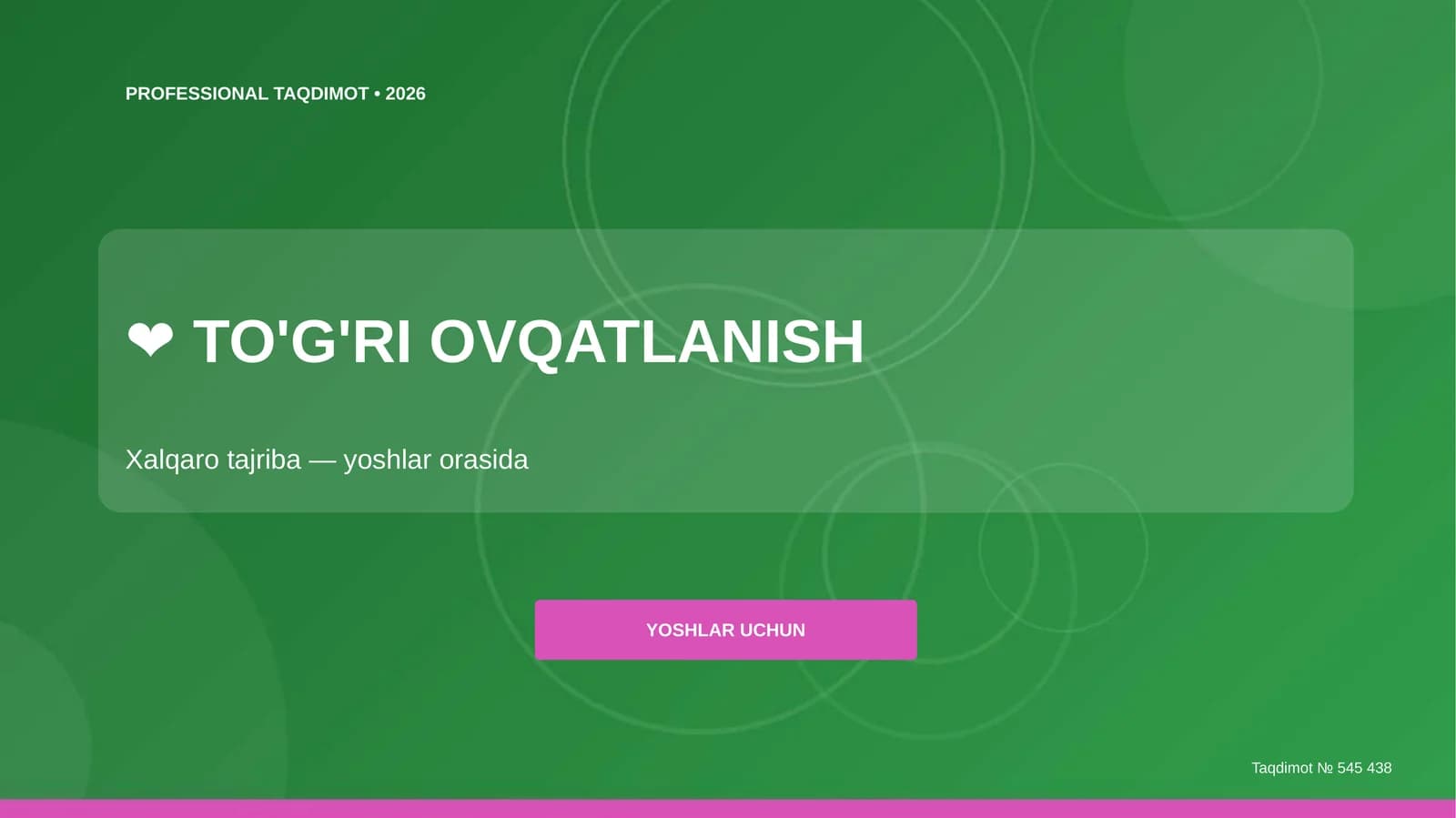 TO'G'RI OVQATLANISH