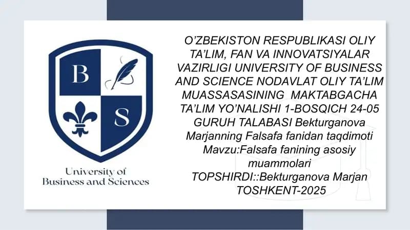 Falsafa fanidan taqdimot