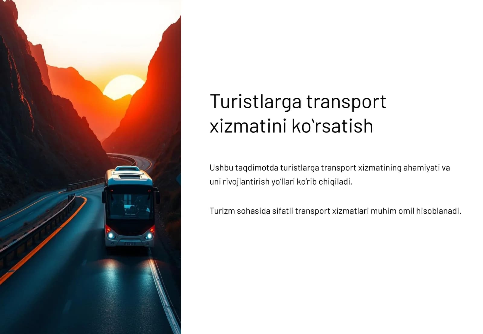 Turistlarga transport xizmatini koʻrsatish