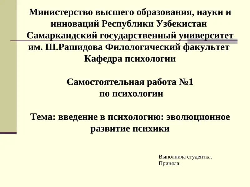 Самостоятельная работа №1 по психологии