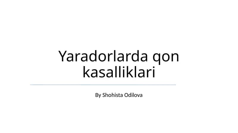 Yaradorlarda qon kasalliklari