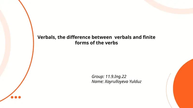 Difference between Verbals and Finite Verb Forms