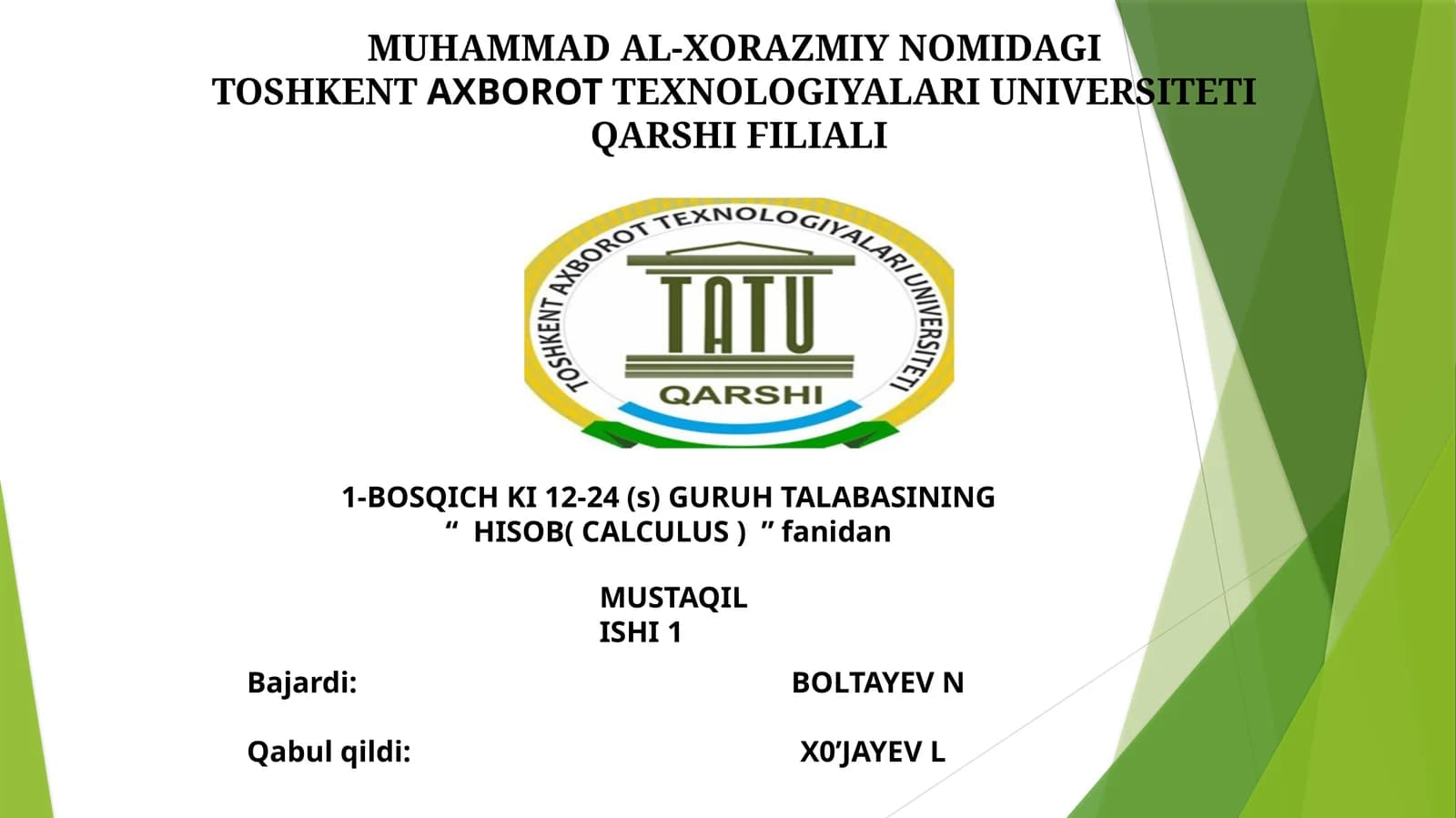 Muhammad al-Xorazmiy nomidagi Toshkent Axborot Texnologiyalari Universiteti Qarshi filiali
