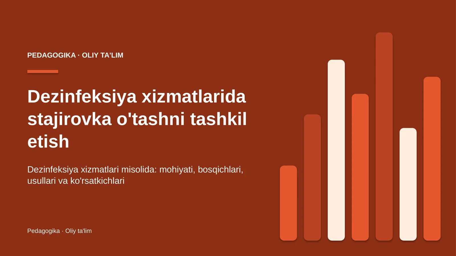 Dezinfeksiya xizmatlarida stajirovka o'tashni tashkil etish