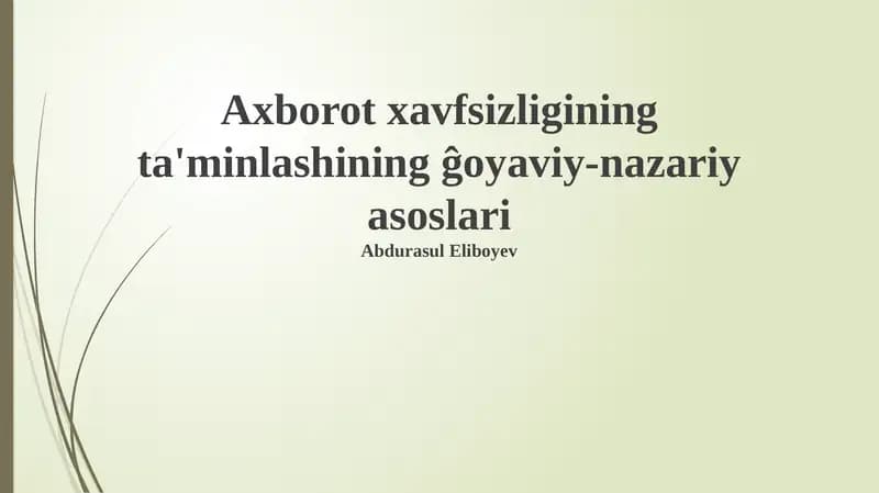Kriptografiya va axborot xavfsizligi