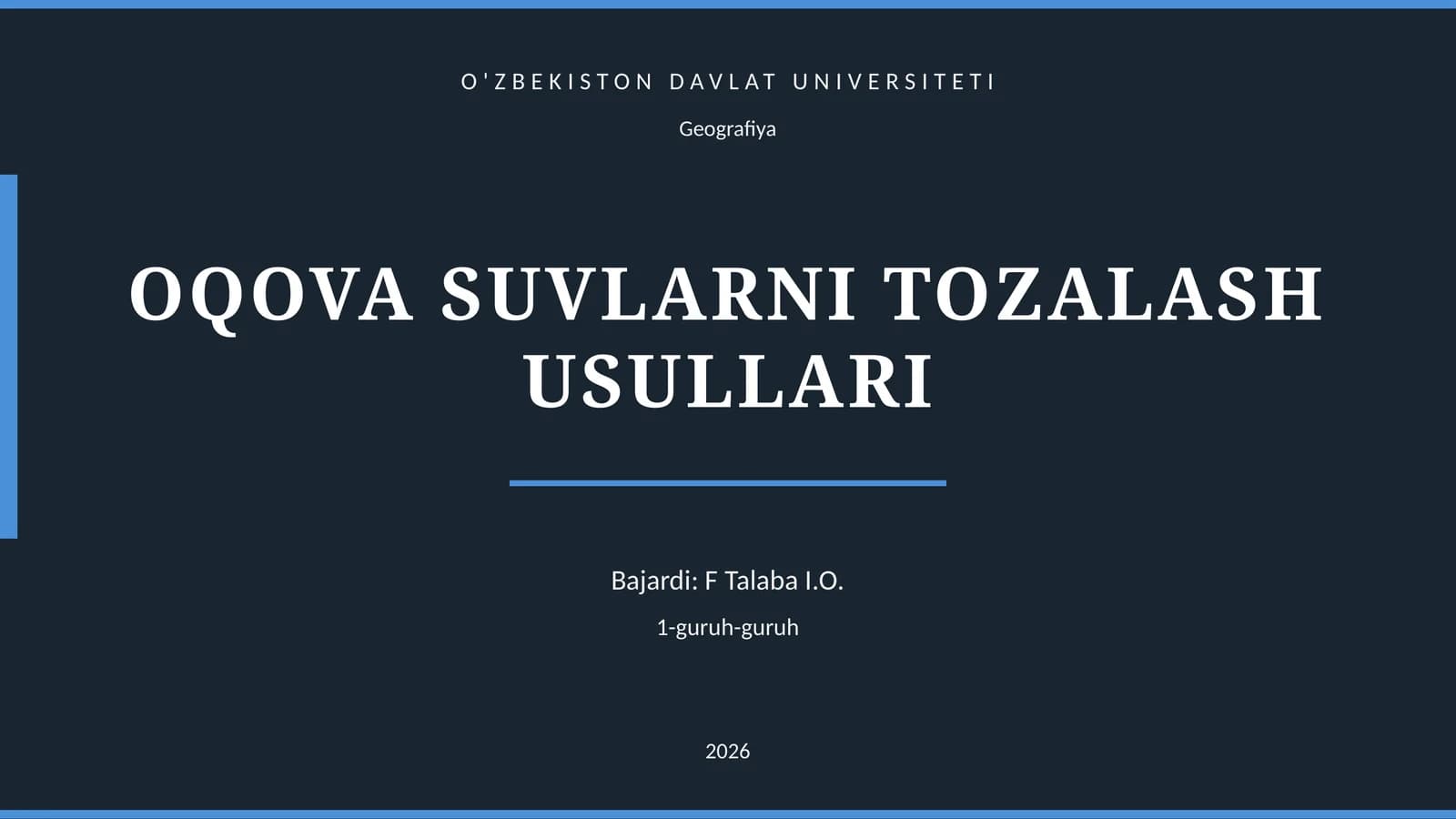OQOVA SUVLARNI TOZALASH USULLARI