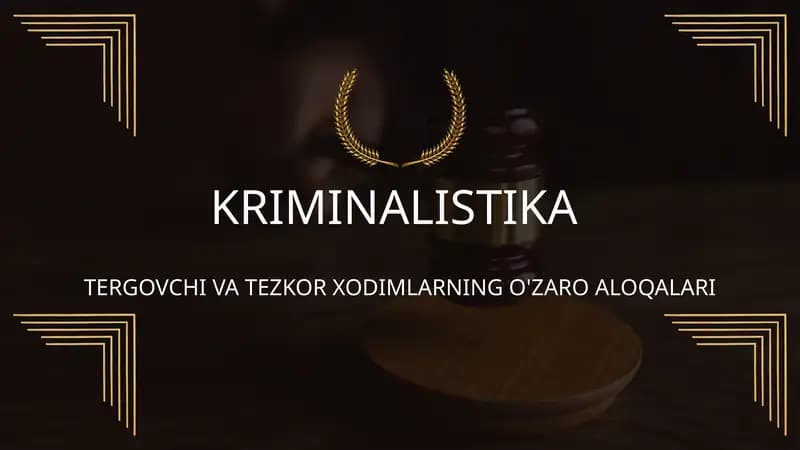 TERGOVCHI VA TEZKOR XODIMLARNING O'ZARO ALOQALARI