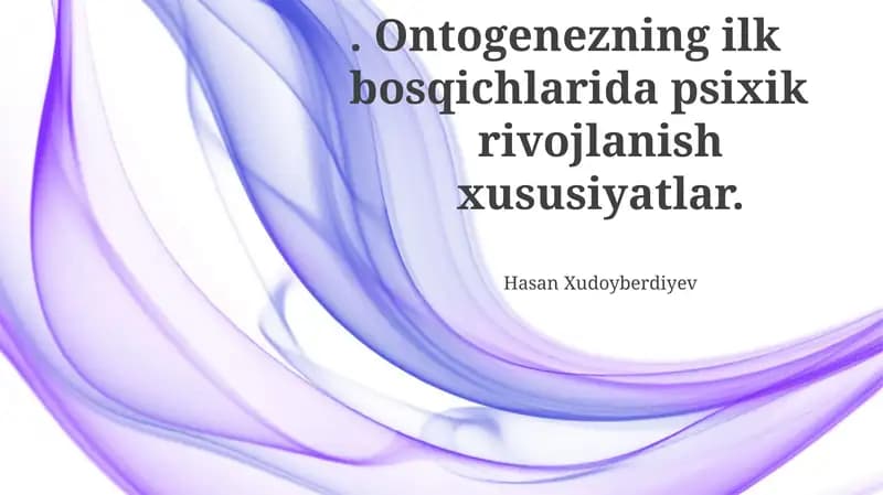 Psixik rivojlanish xususiyati