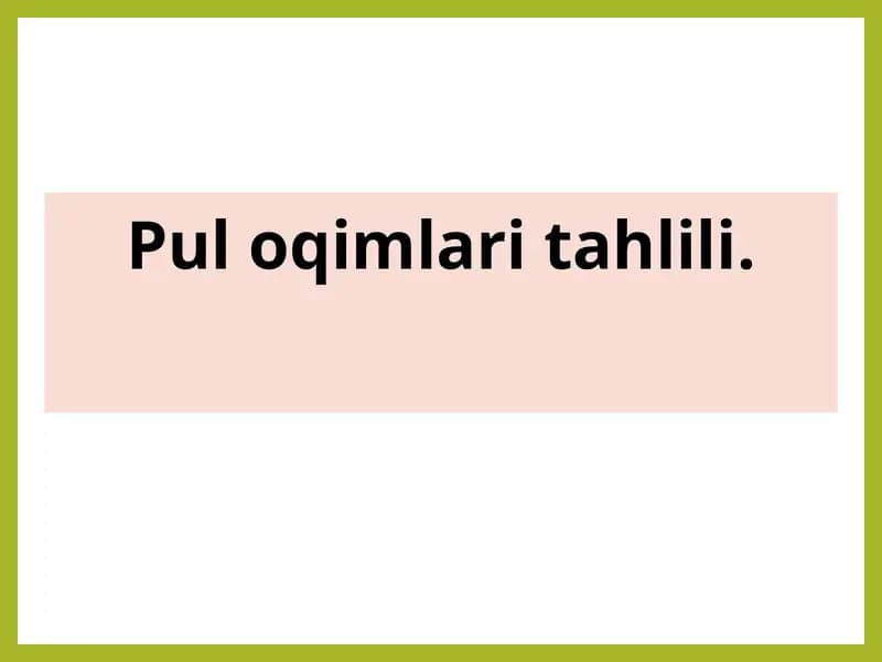 Pul oqimlari tahlili