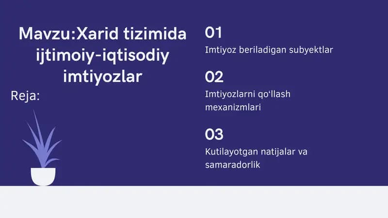 Xarid tizimida ijtimoiy-iqtisodiy imtiyozlar