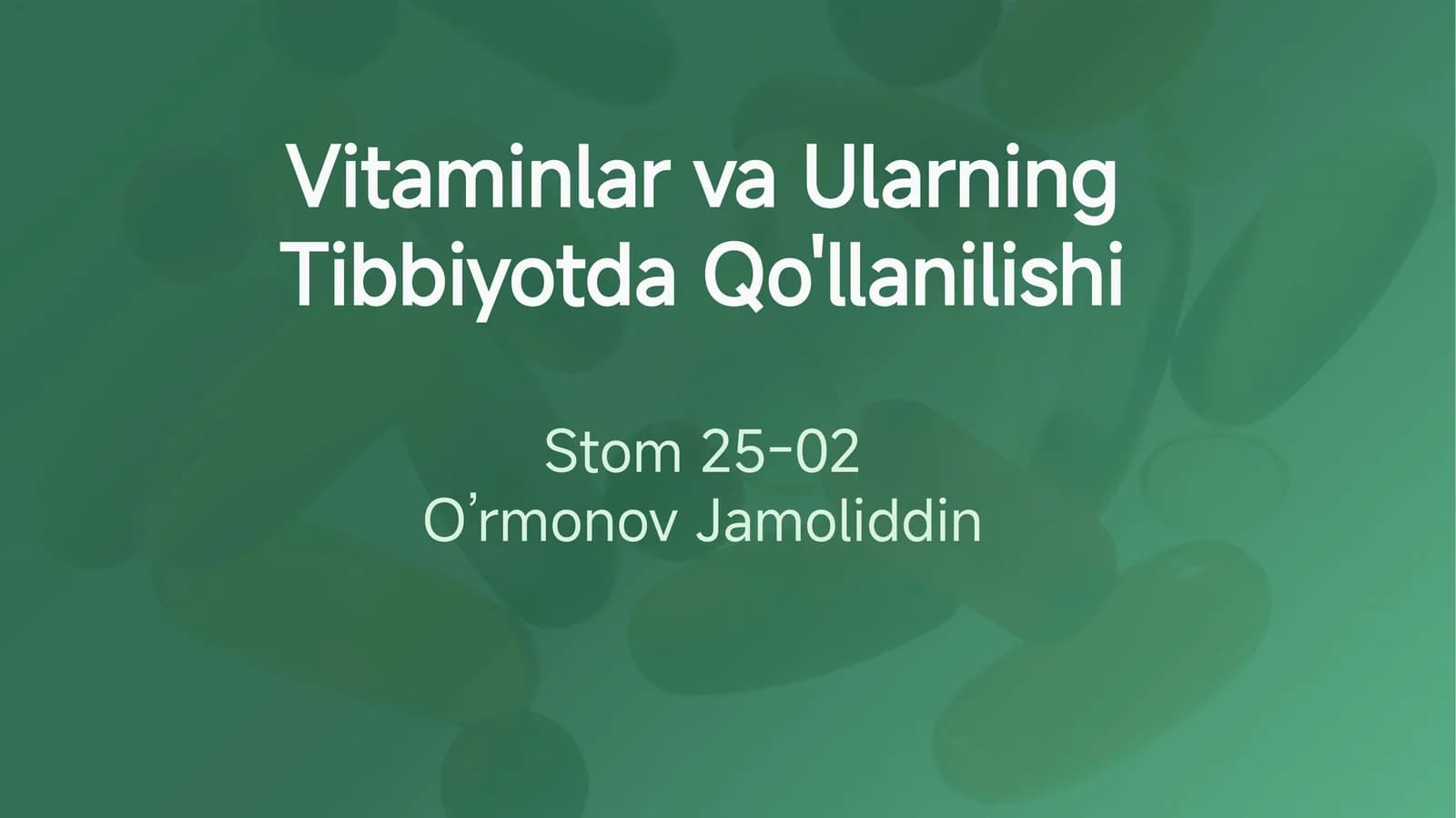 Vitaminlar va Ularning Tibbiyotda Qo'llanilishi