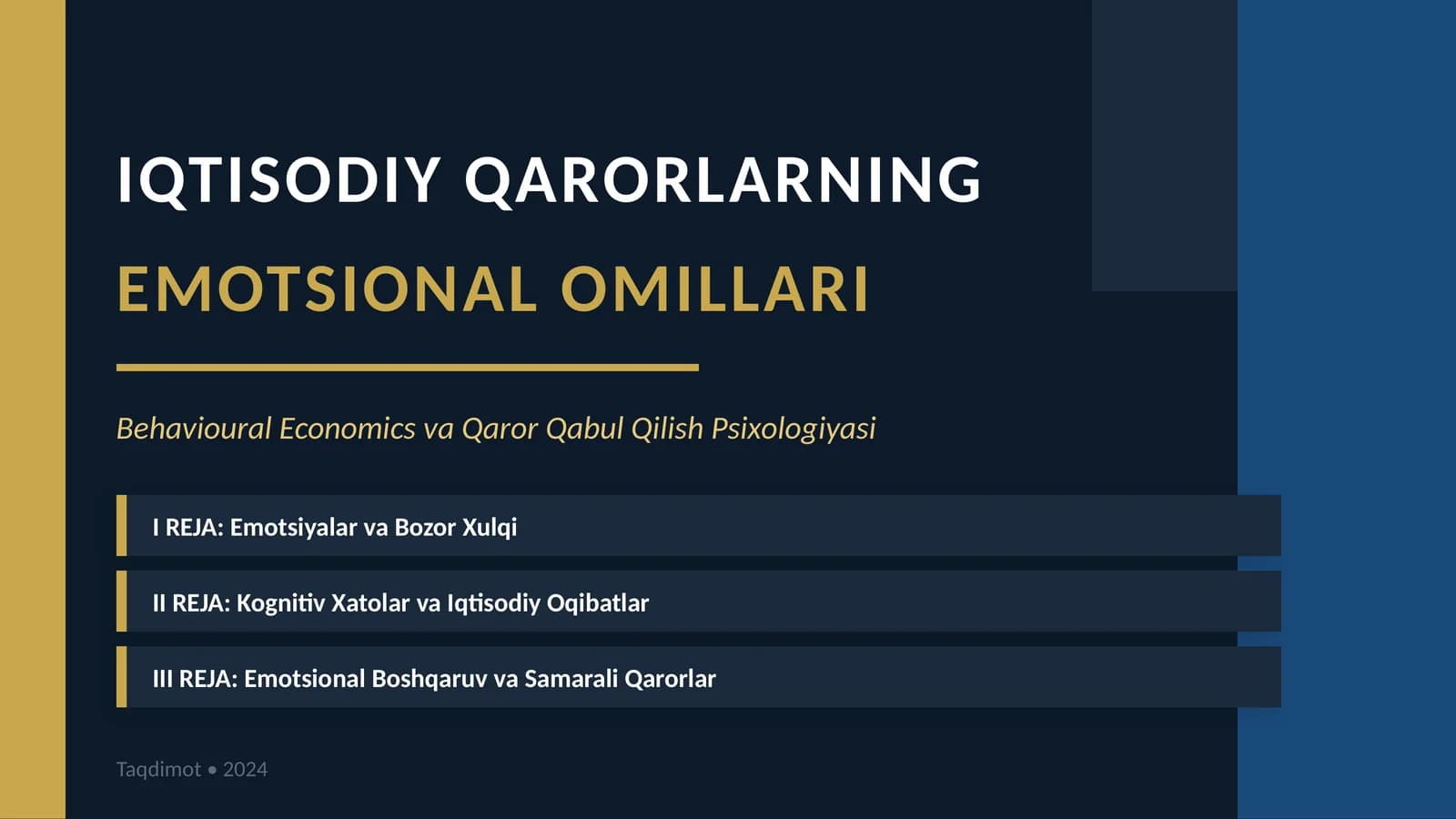 IQTISODIY QARORLARNING EMOTSIONAL OMILLARI