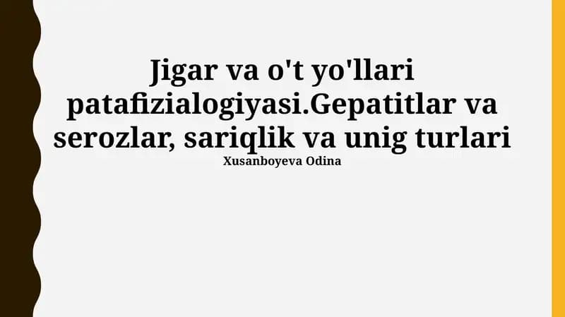 Jigar va o't yo'llari patafizialogiyasi
