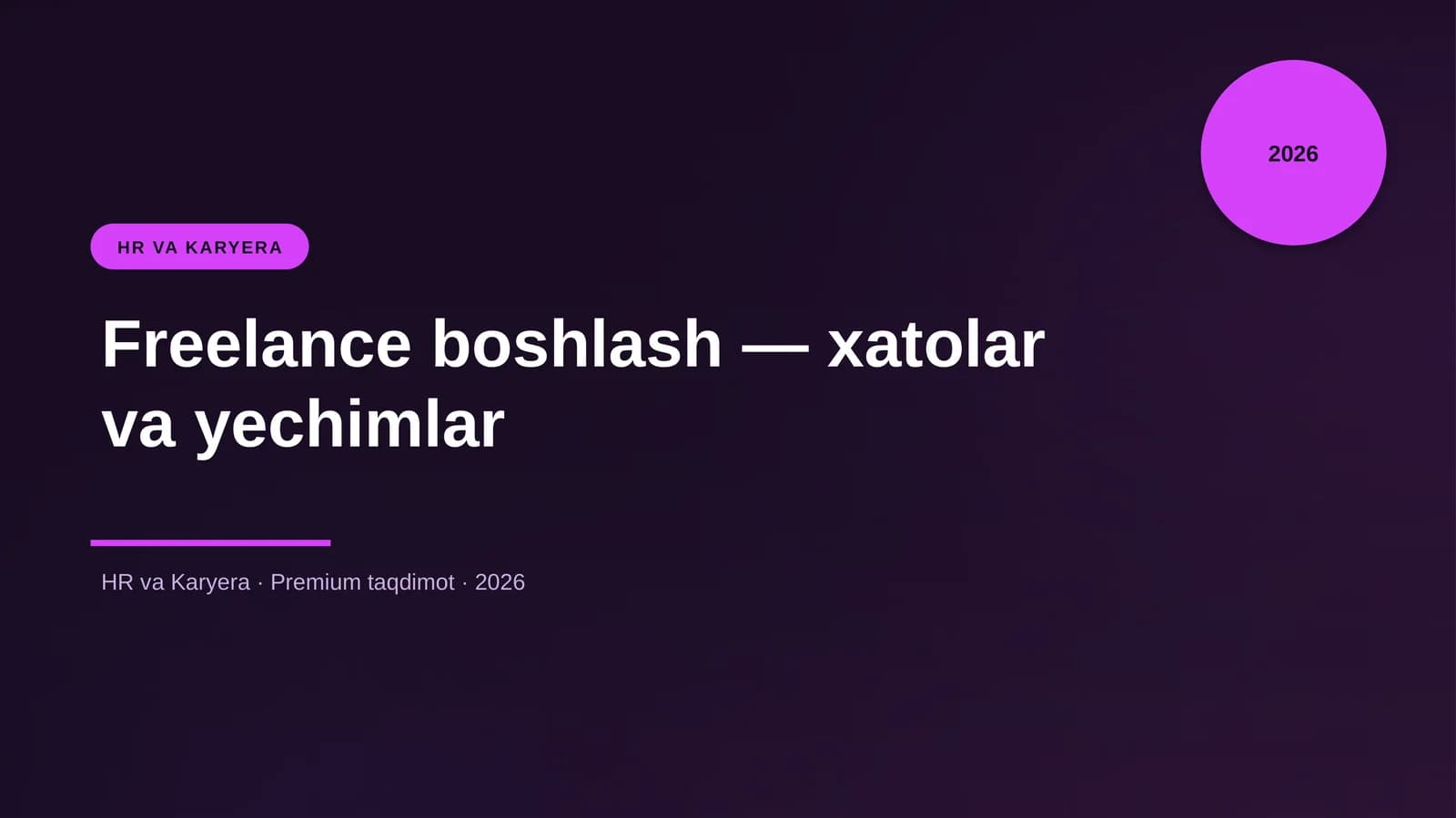 Freelance boshlash — xatolar va yechimlar