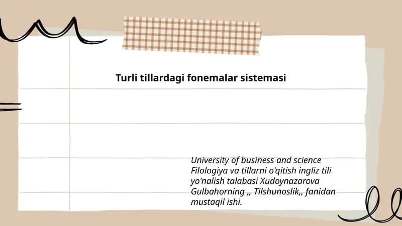 Turli tillardagi fonemalar sistemasi