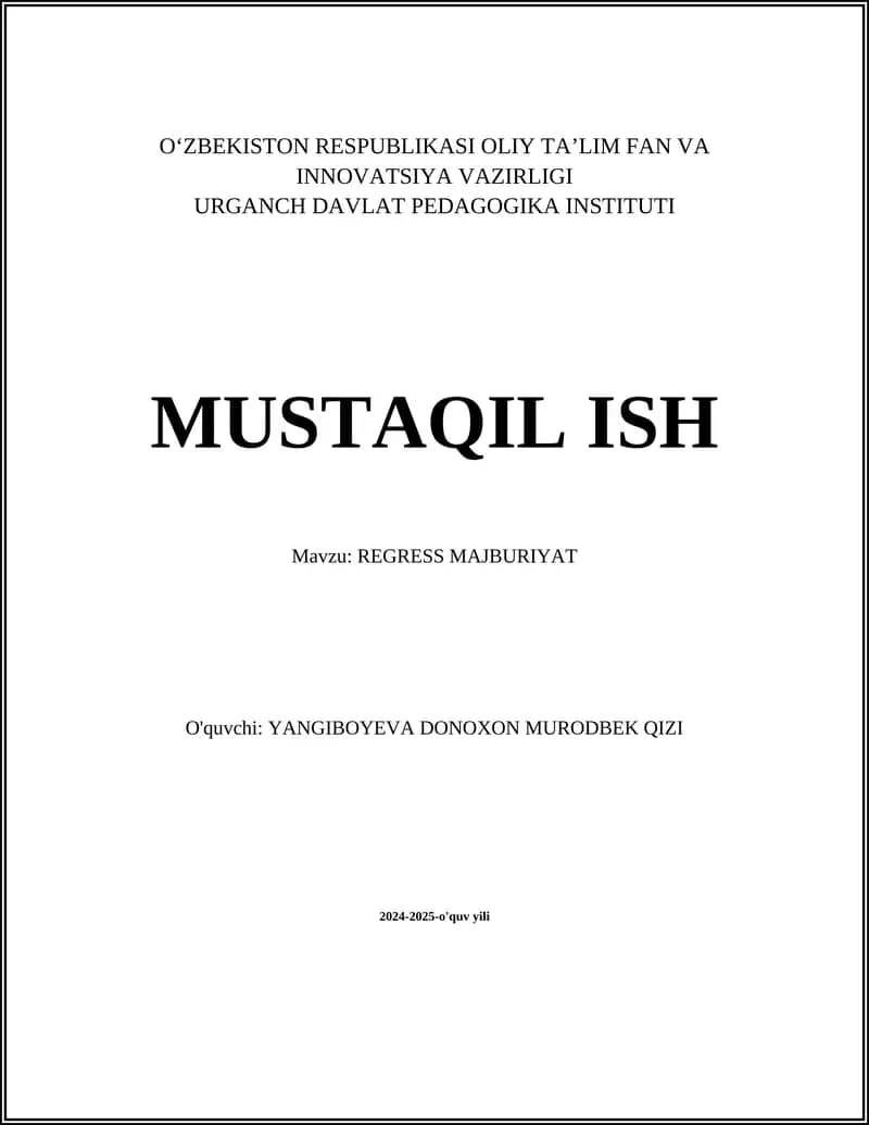 REGRESS MAJBURIYAT