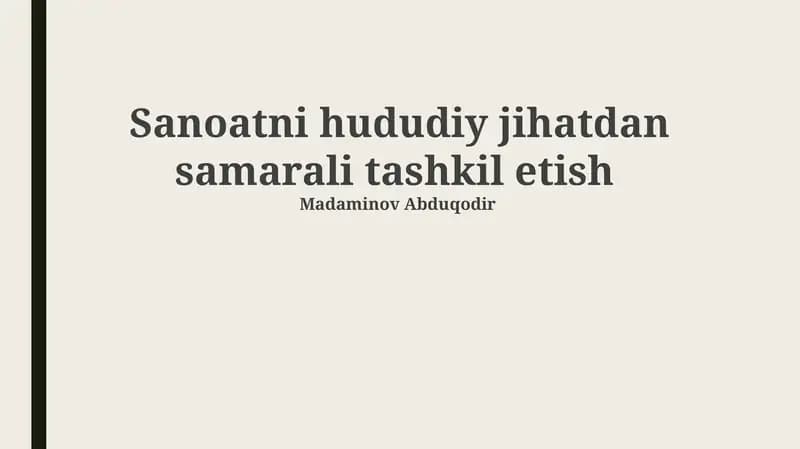 Sanoatning samarali hududiy tashkiloti