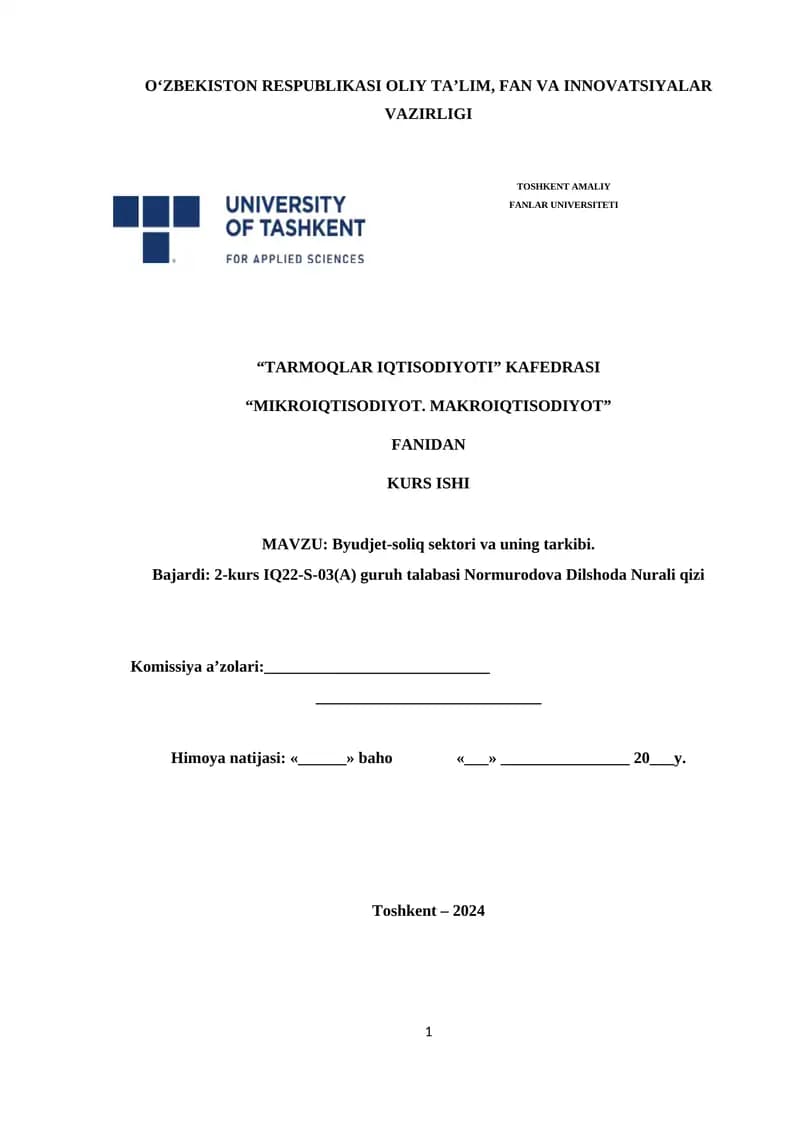 Byudjet-soliq sektori va uning tarkibi