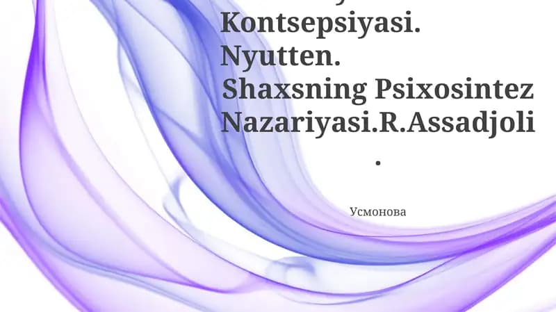 Ma'Naviyatli Inson Kontsepsiyasi. Nyutten