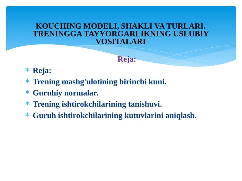 Trening Mashg'ulotlari