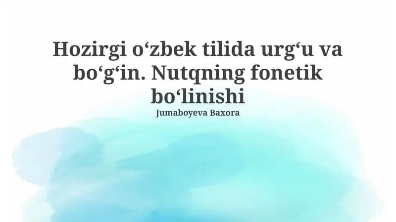 Nutqning fonetik boʻlinishi