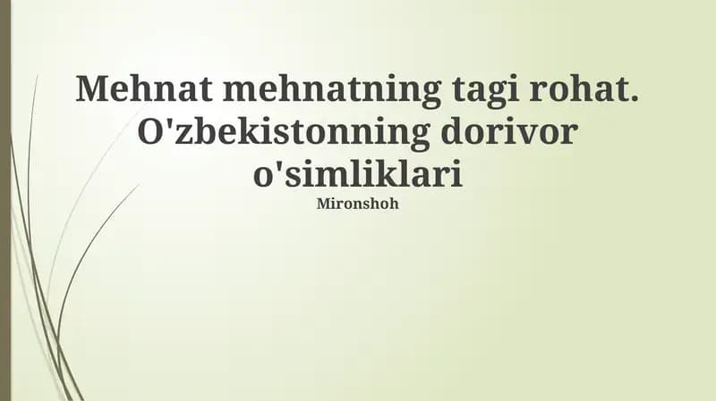 O'zbekistonning dorivor o'simliklari