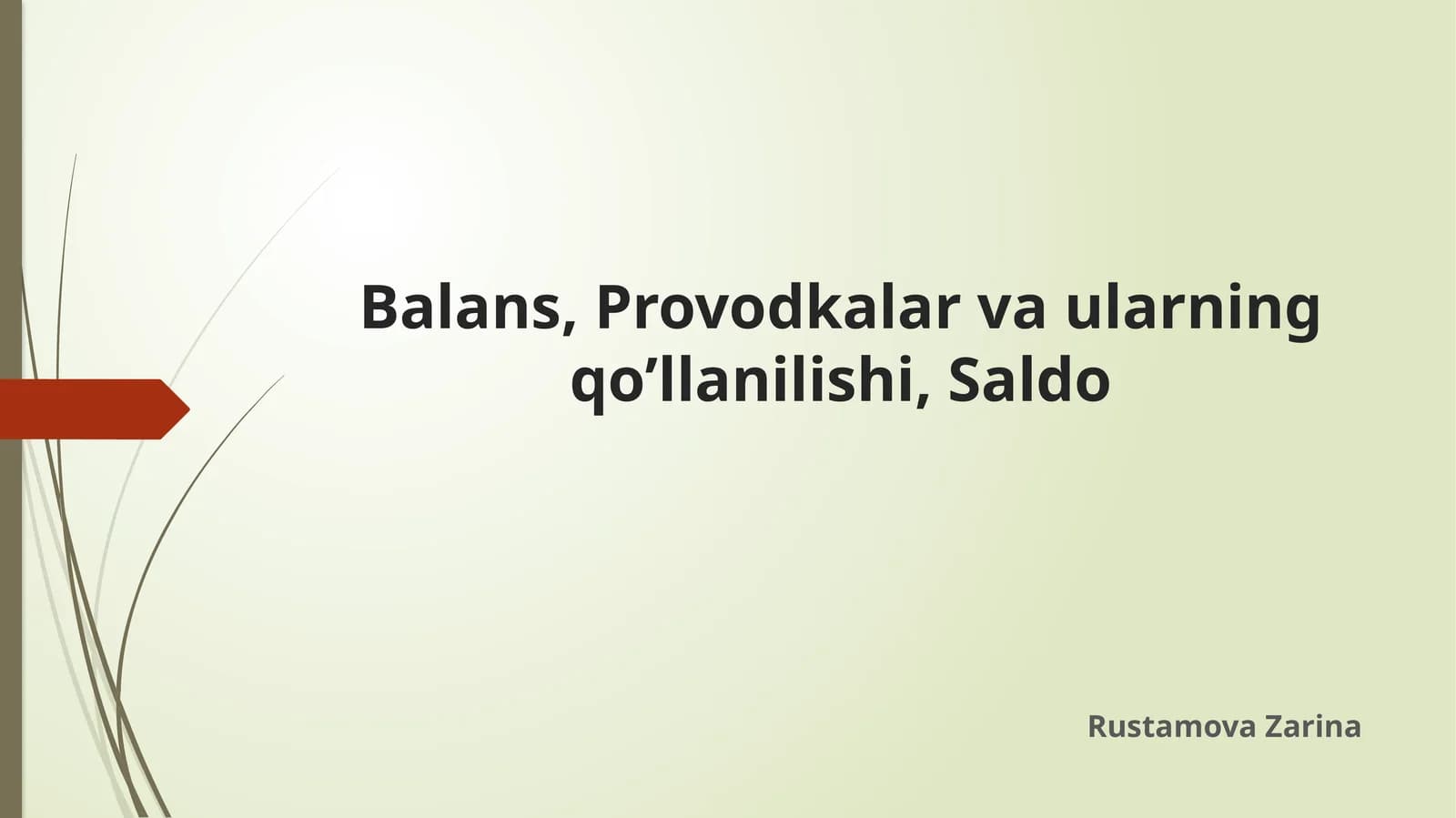 Balans, Provodkalar va ularning qo’llanilishi, Saldo