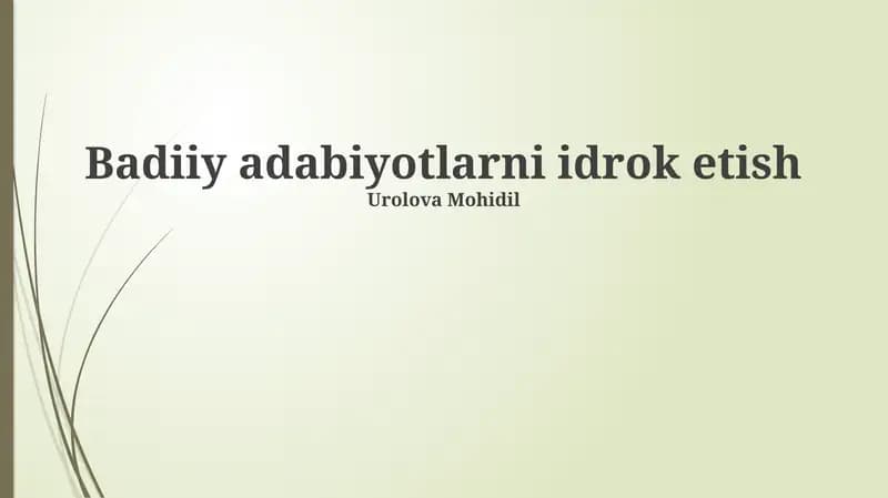 Adabiyotni his qilish