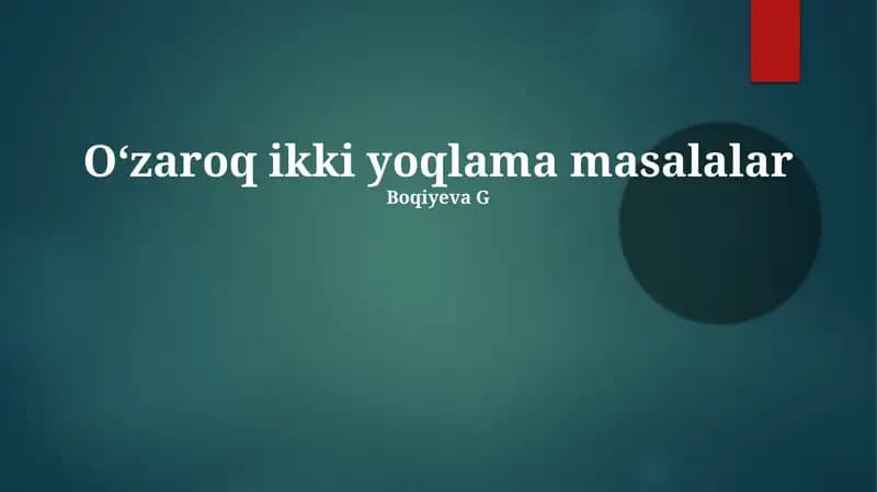 Oʻzaroq ikki yoqlama masalalar