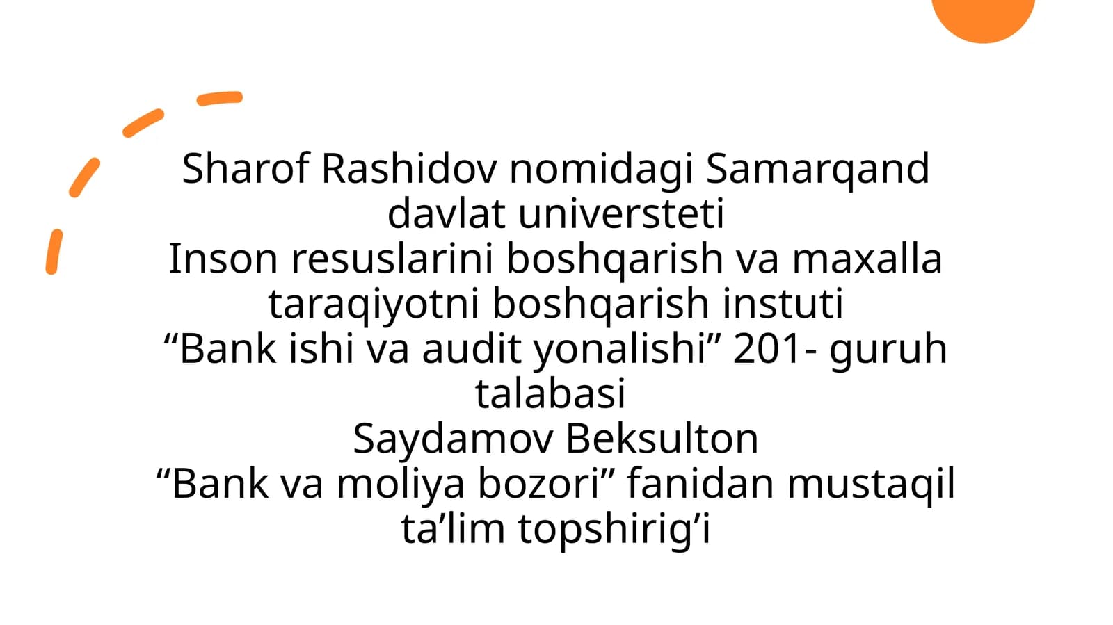 "Bank va moliya bozori"