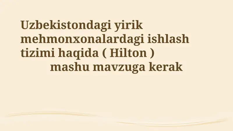 Mehmonxona ish tizimi