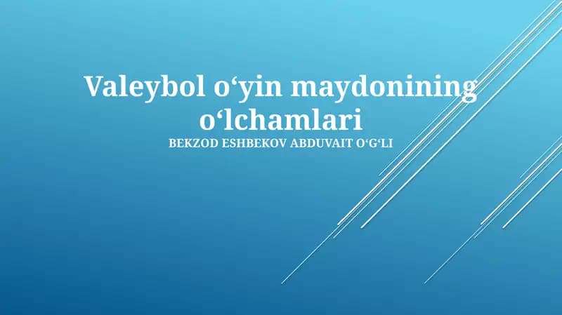 Voleybol Maydonchasi O'lchamlari