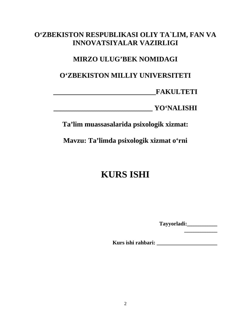 Psixologik xizmat ta'limda