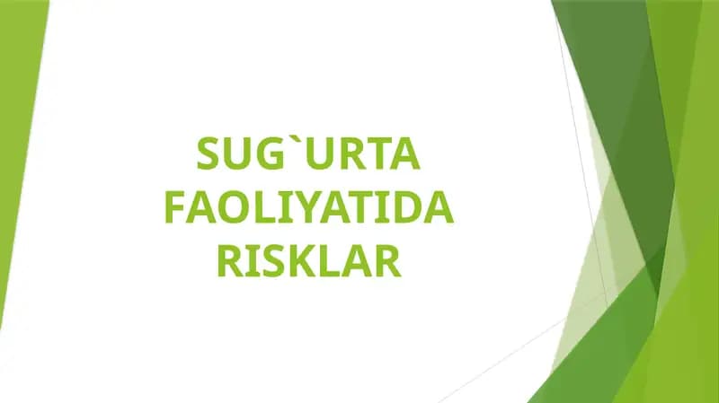 Sug'urta faoliyatidagi risklar