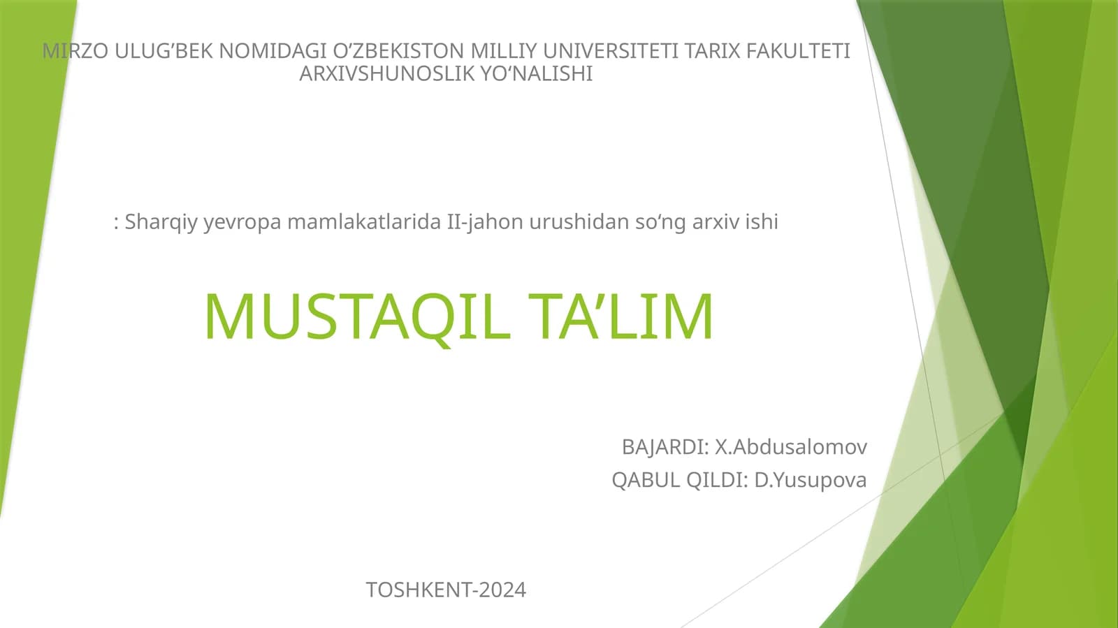 Markaziyyevropa mamlakatlarida II-jahon urushidan so‘ng arxiv ishi