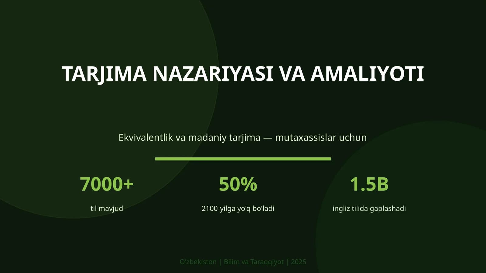 TARJIMA NAZARIYASI VA AMALIYOTI